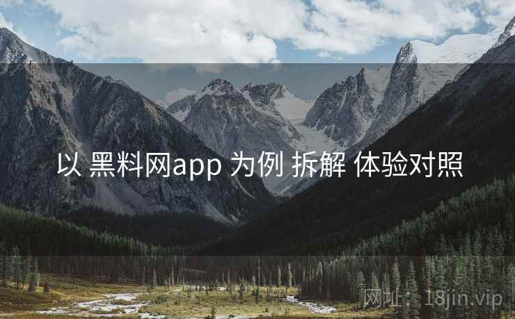 以 黑料网app 为例 拆解 体验对照